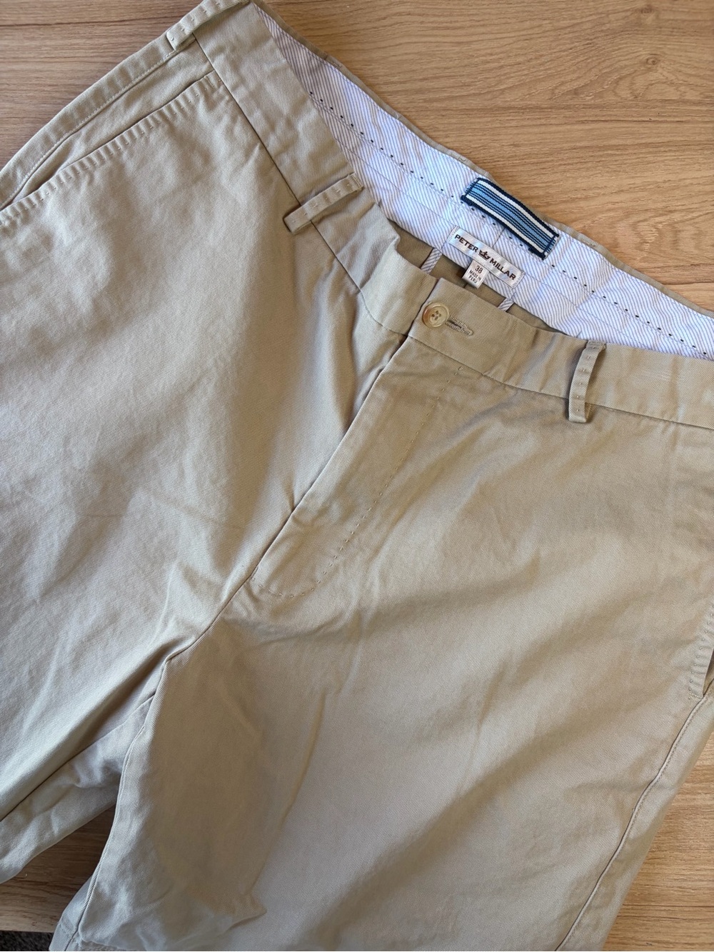 Peter Millar Indiana University Hoosiers Pima Cotton Chino Shorts Tan Size 38